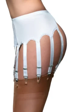 Nylon Dreams 12 Strap Suspender Belt Lace White