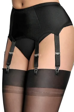 Nylon Dreams 6 Strap Suspender Belt Black