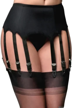 Nylon Dreams 12 Strap Suspender Belt Black