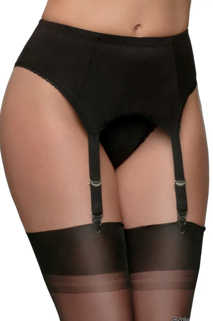 Nylon Dreams 4 Strap Suspender Belt Black