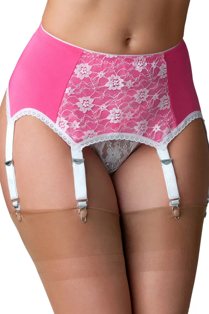 Nylon Dreams 6 Strap Suspender Belt Pink