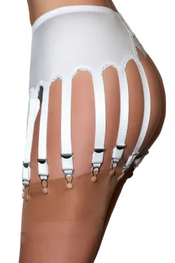 Nylon Dreams 14 Strap Suspender Belt White