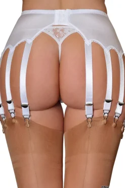 Nylon Dreams 14 Strap Suspender Belt White