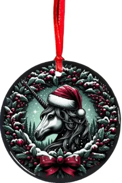 Oakhart Industries Oakhart Black Unicorn Christmas Ornament