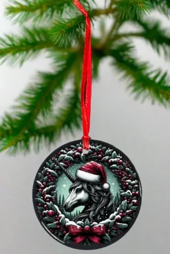 Oakhart Industries Oakhart Black Unicorn Christmas Ornament