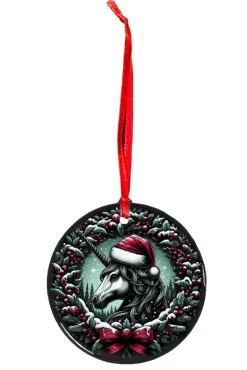 Oakhart Industries Oakhart Black Unicorn Christmas Ornament