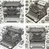 Oakhart Industries Oakhart Steampunk Typewriter Coaster Set
