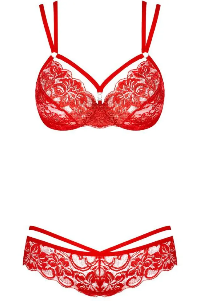 Obsessive Red Bra and Thong Set