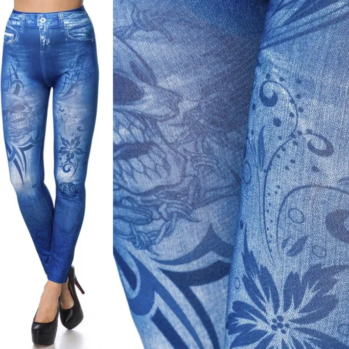 Ocultica Skull Denim Skull Leggings