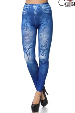 Ocultica Skull Denim Skull Leggings