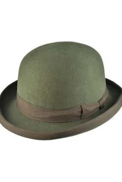 Euro Accessories Olive Green Wool Felt Steampunk Bowler Hat