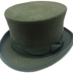 Euro Accessories Olive Green Wool Felt Steampunk Top Hat