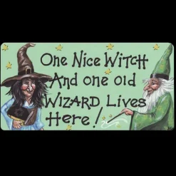 Something Different One Nice Witch And One Old Wizard Live Here Smiley Fridge Magnet