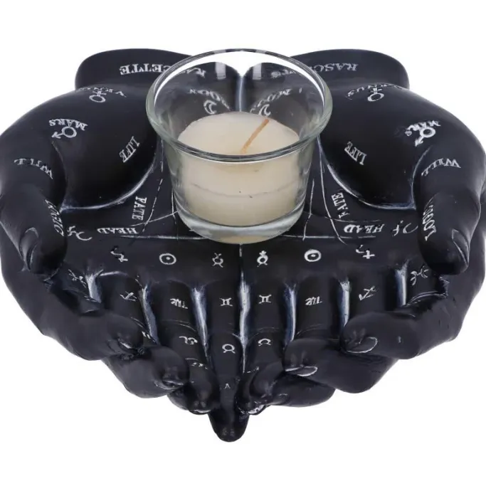 Nemesis Now Palmists Guide Black Tealight Holder