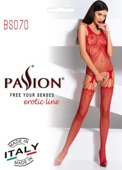 Passion Lingerie Passion Bodystocking BS070 Red