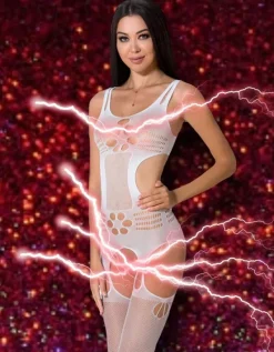 Passion Lingerie Passion Bodystocking BS066 White