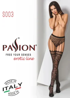Passion Lingerie S003 Stockings Black