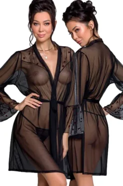 Passion Lingerie Passion Lovelia Penignoir Dressing Gown Black
