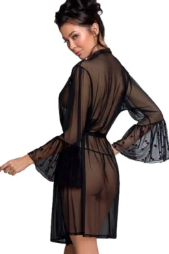 Passion Lingerie Passion Lovelia Penignoir Dressing Gown Black