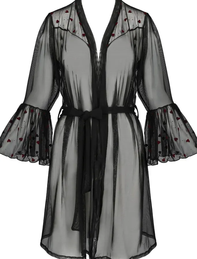 Passion Lingerie Passion Lovelia Penignoir Dressing Gown Black