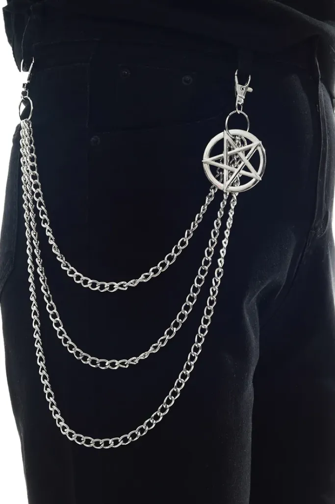 Gothic Accessories Pentagram Belt Clip Chain