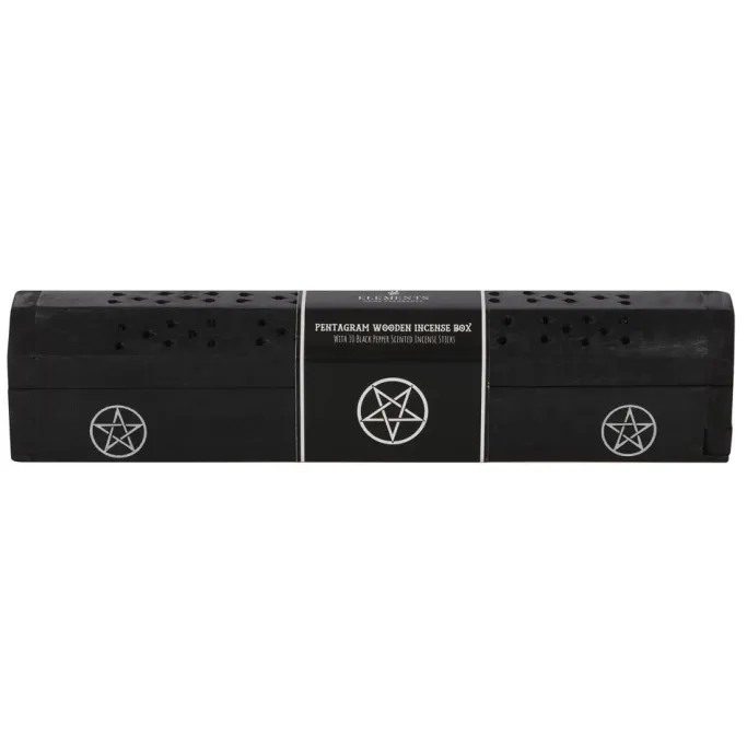 Something Different Pentagram Wooden Black Pepper Incense Box Set