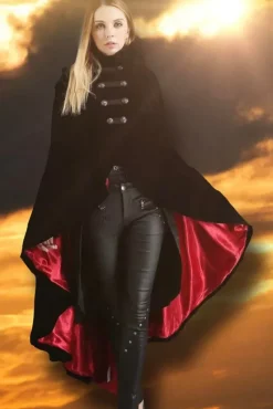Pentagramme Black Velvet Cape Red Lining