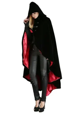 Pentagramme Black Velvet Cape Red Lining
