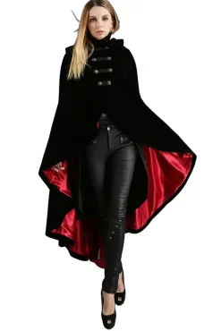 Pentagramme Black Velvet Cape Red Lining