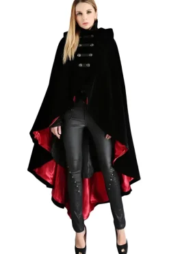 Pentagramme Black Velvet Cape Red Lining