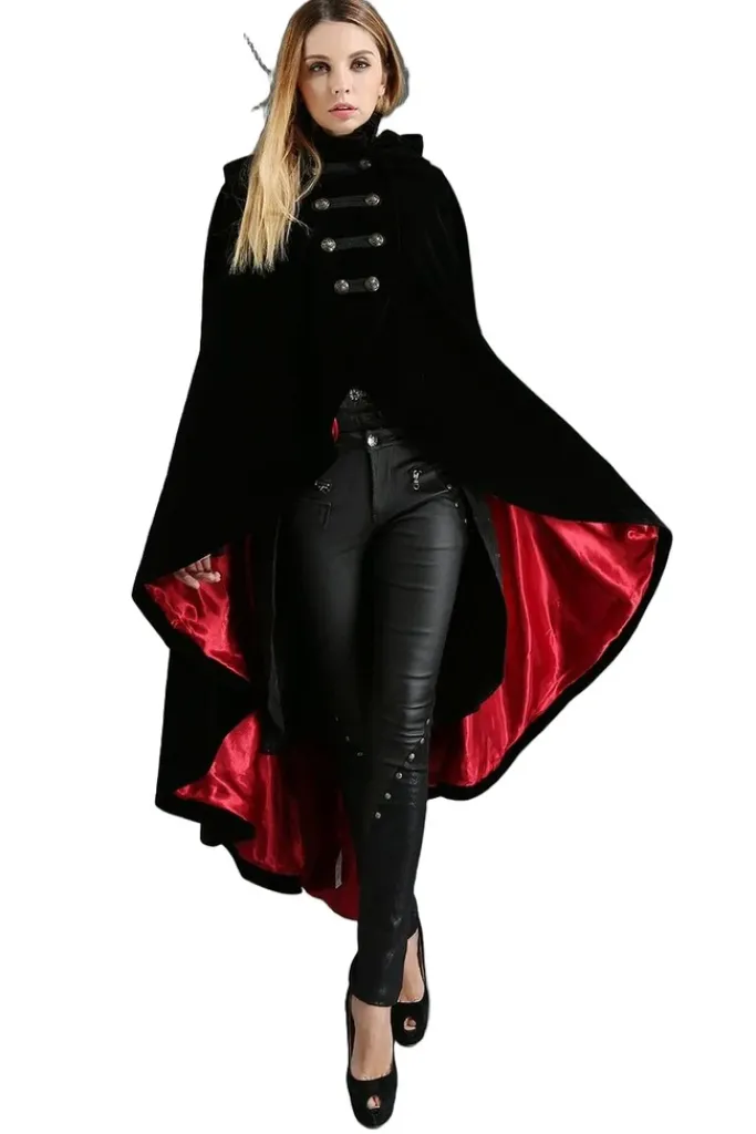 Pentagramme Black Velvet Cape Red Lining
