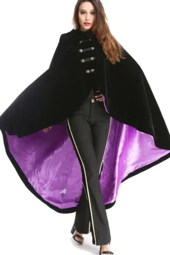 Pentagramme Black Velvet Cape Purple Lining