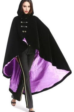 Pentagramme Black Velvet Cape Purple Lining