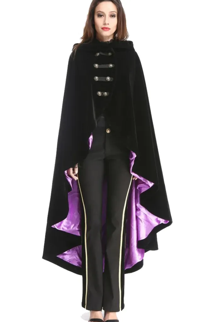 Pentagramme Black Velvet Cape Purple Lining