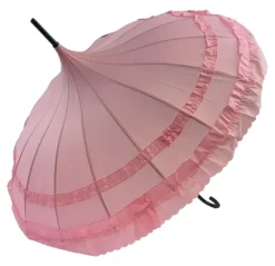 Soake Pink Classic Frilled Pagoda Umbrella