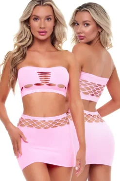 Pink Lipstick Bandeau Set Pink