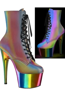 Pleaser ADORE 1020RC Reflective Rainbow Boots