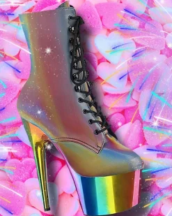 Pleaser ADORE 1020RC Reflective Rainbow Boots