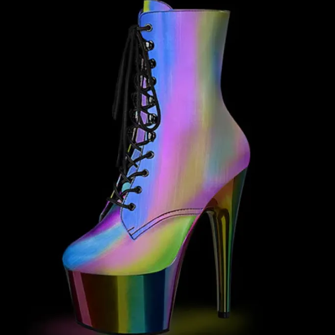 Pleaser ADORE 1020RC Reflective Rainbow Boots
