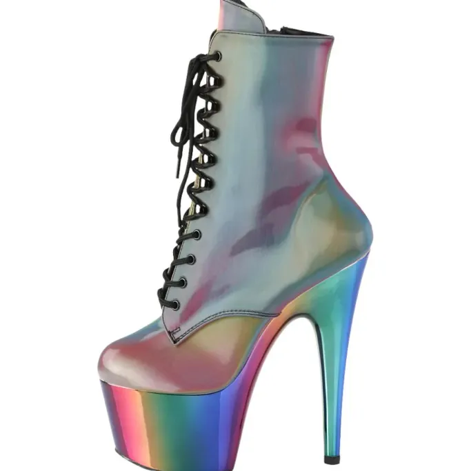 Pleaser ADORE 1020RC Reflective Rainbow Boots