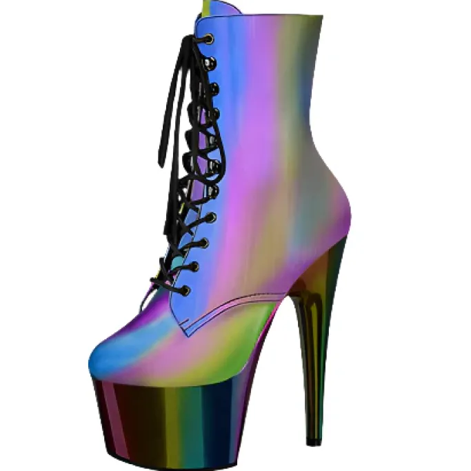 Pleaser ADORE 1020RC Reflective Rainbow Boots