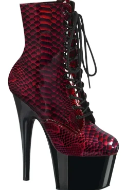 Pleaser ADORE 1020SP Red Snake Print Boots