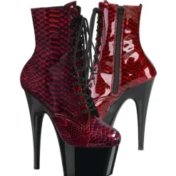 Pleaser ADORE 1020SP Red Snake Print Boots
