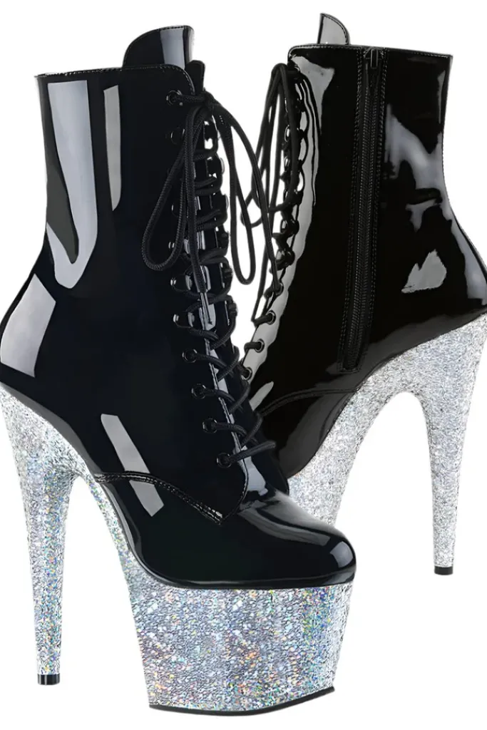 Pleaser ADORE-1020LG Boots Silver Glitter