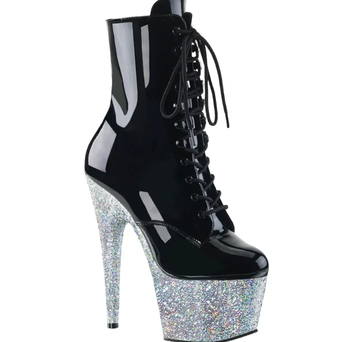 Pleaser ADORE-1020LG Boots Silver Glitter