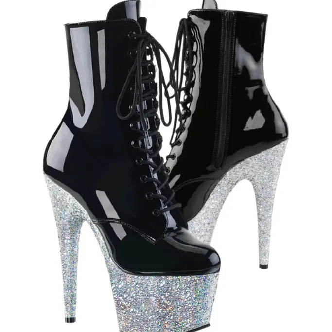 Pleaser ADORE-1020LG Boots Silver Glitter