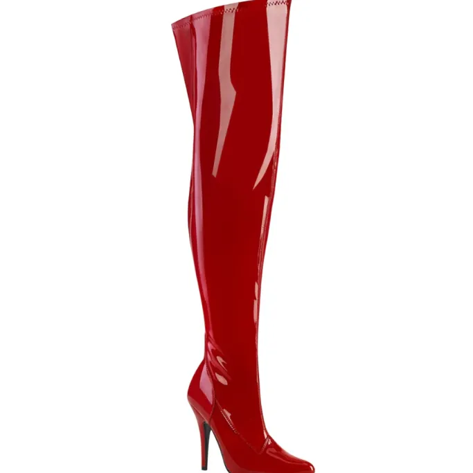 Pleaser Pink Label SEDUCE-3000WC Boots Red WIDE CALF
