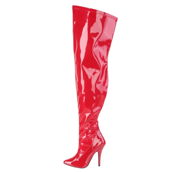 Pleaser Pink Label SEDUCE-3000WC Boots Red WIDE CALF