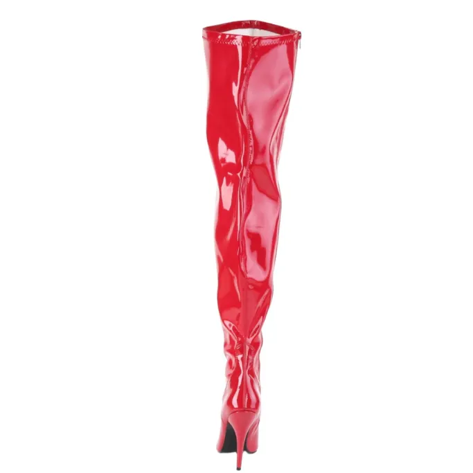 Pleaser Pink Label SEDUCE-3000WC Boots Red WIDE CALF