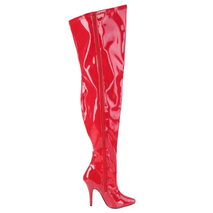 Pleaser Pink Label SEDUCE-3000WC Boots Red WIDE CALF